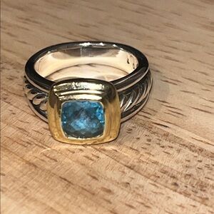 David Yurman Cable Topaz ring 7… vintage DY.. Sterling and 18k